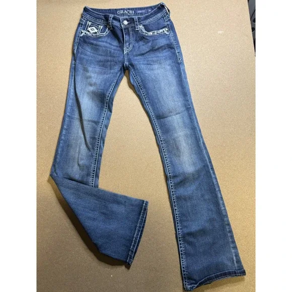 Grace In LA Easy Fit Embellished Dream Catcher Bootcut Jeans Size 26 $120 - Picture 7 of 8